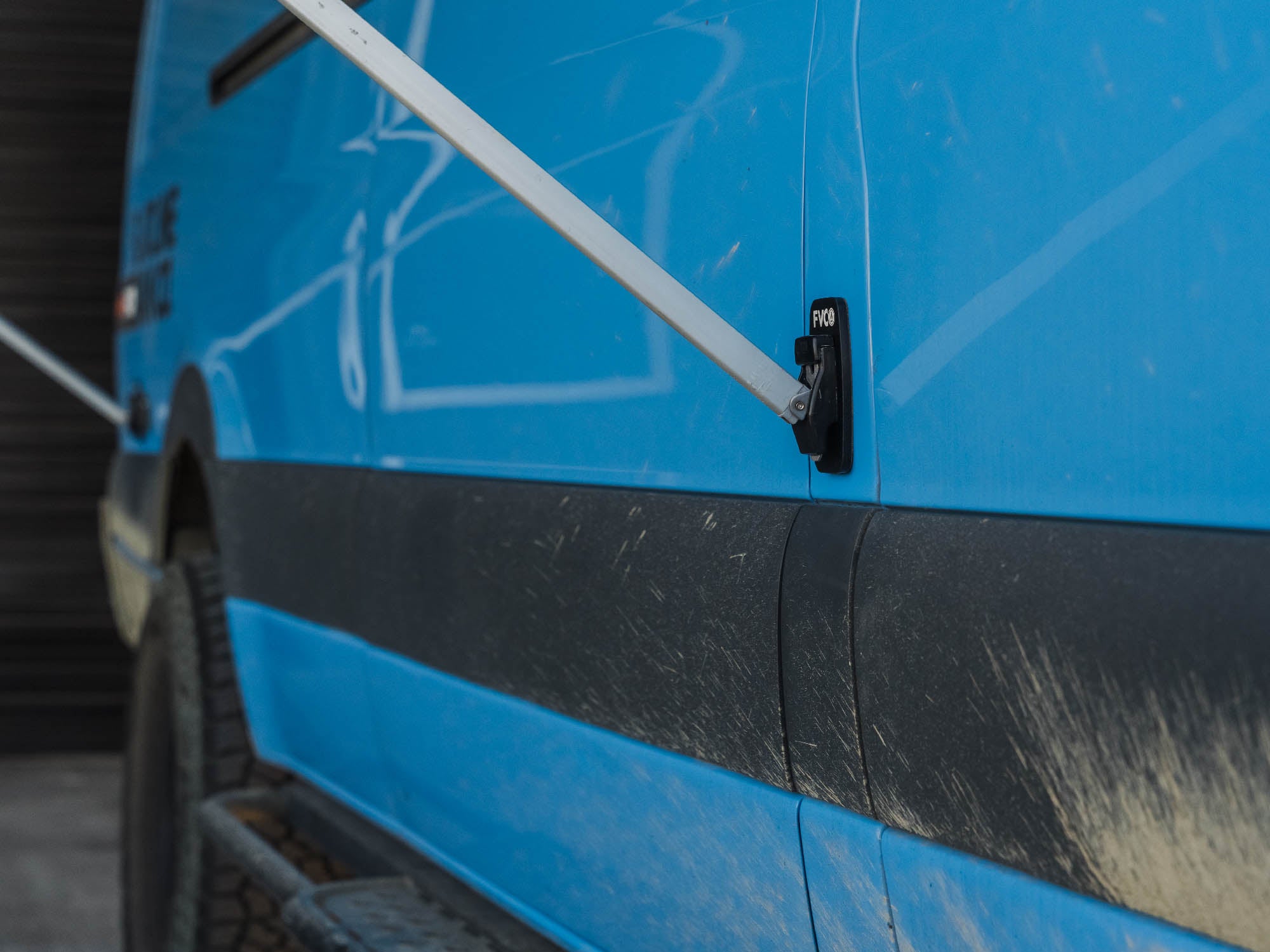 Fiamma awning leg bracket pads with awning legs attached