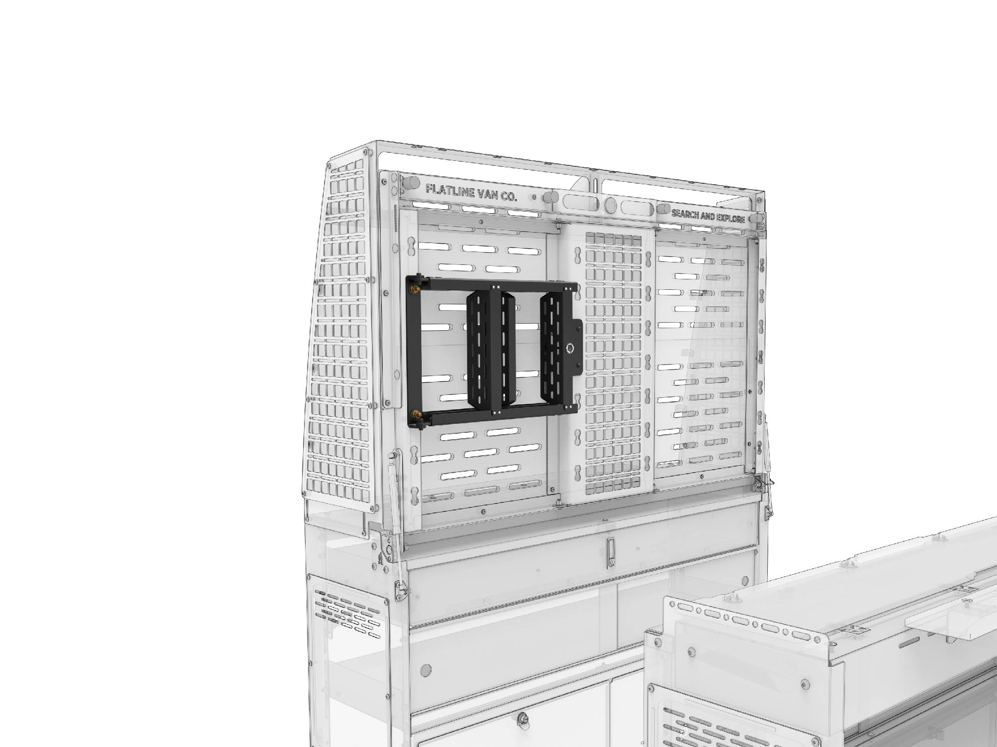 Rendered view of Murphy Bed Ladder folded up with Sprinter Murphy Bed