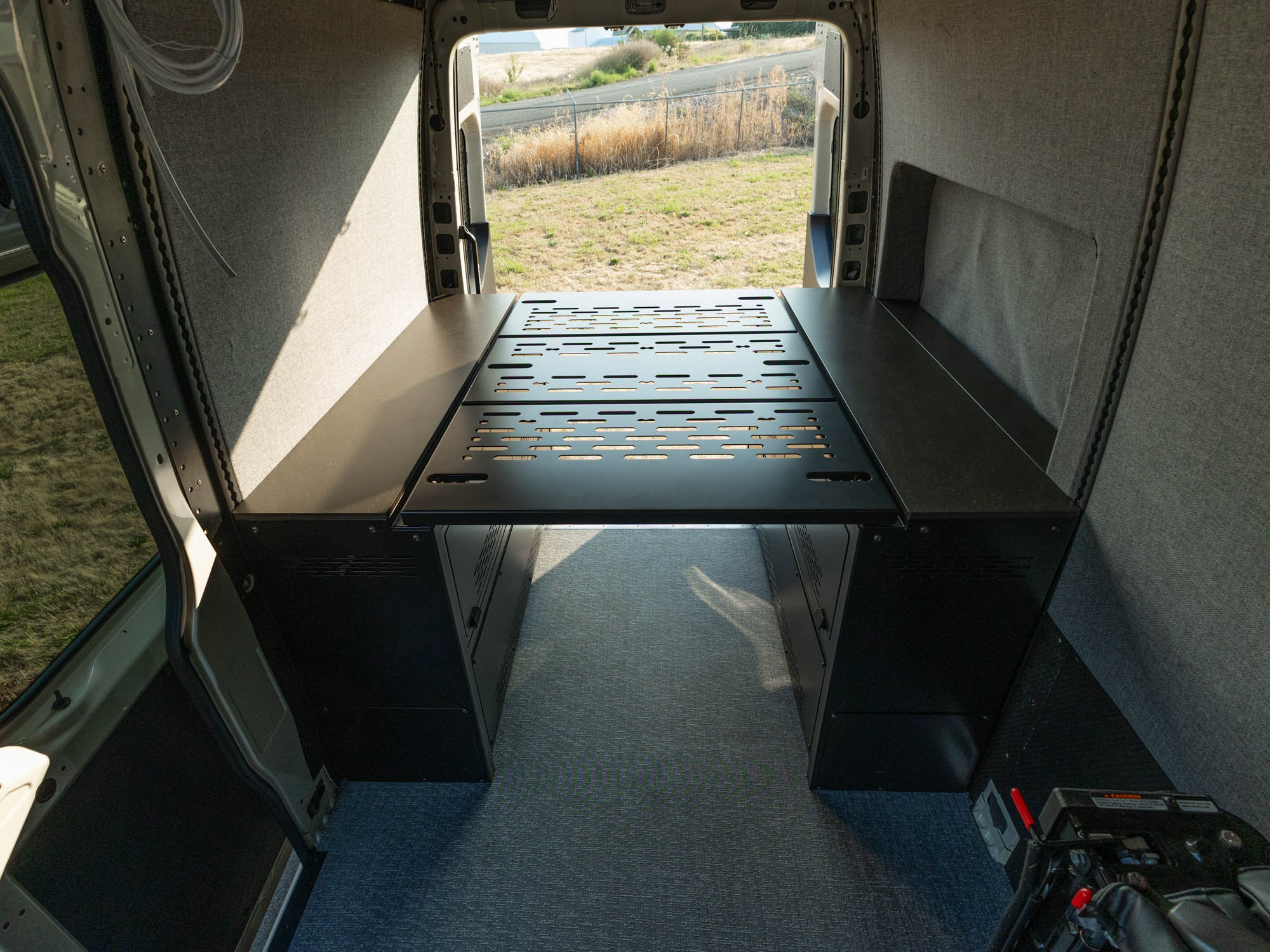 Modular Cabinet Bed System for Sprinter & Transit in East-West direction with bed panels in place