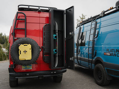 Ski and snowboard storage locker for camper vans