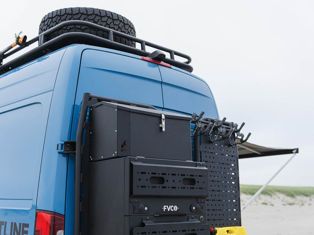 Adventure Van Gear Box on driver's side of Sprinter van