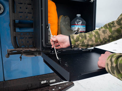 Removing downstay rod of Slim Rear Storage Box for closer access