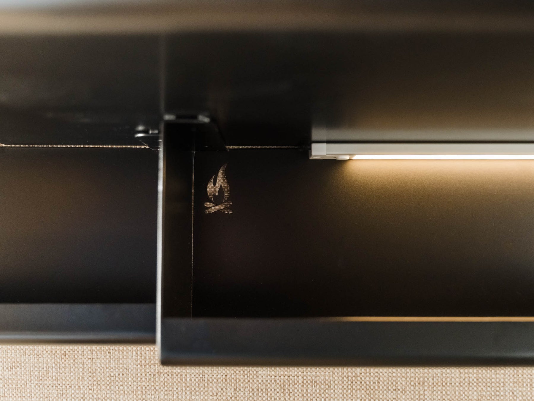 Close view of Under Cabinet shelves mounted to Upper Cabinets