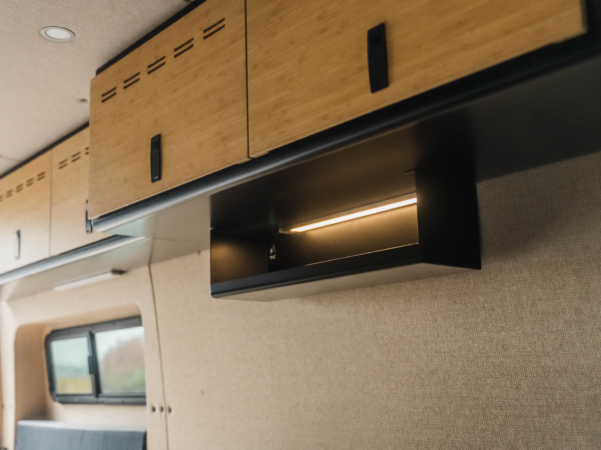 Under Cabinet Shelf with DIY cabinet lighting