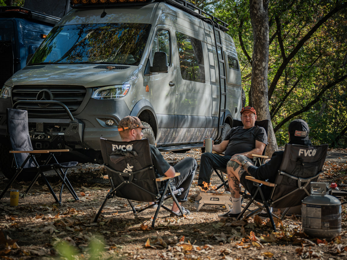 People sitting in the FVC Camp Chairs in reclined position