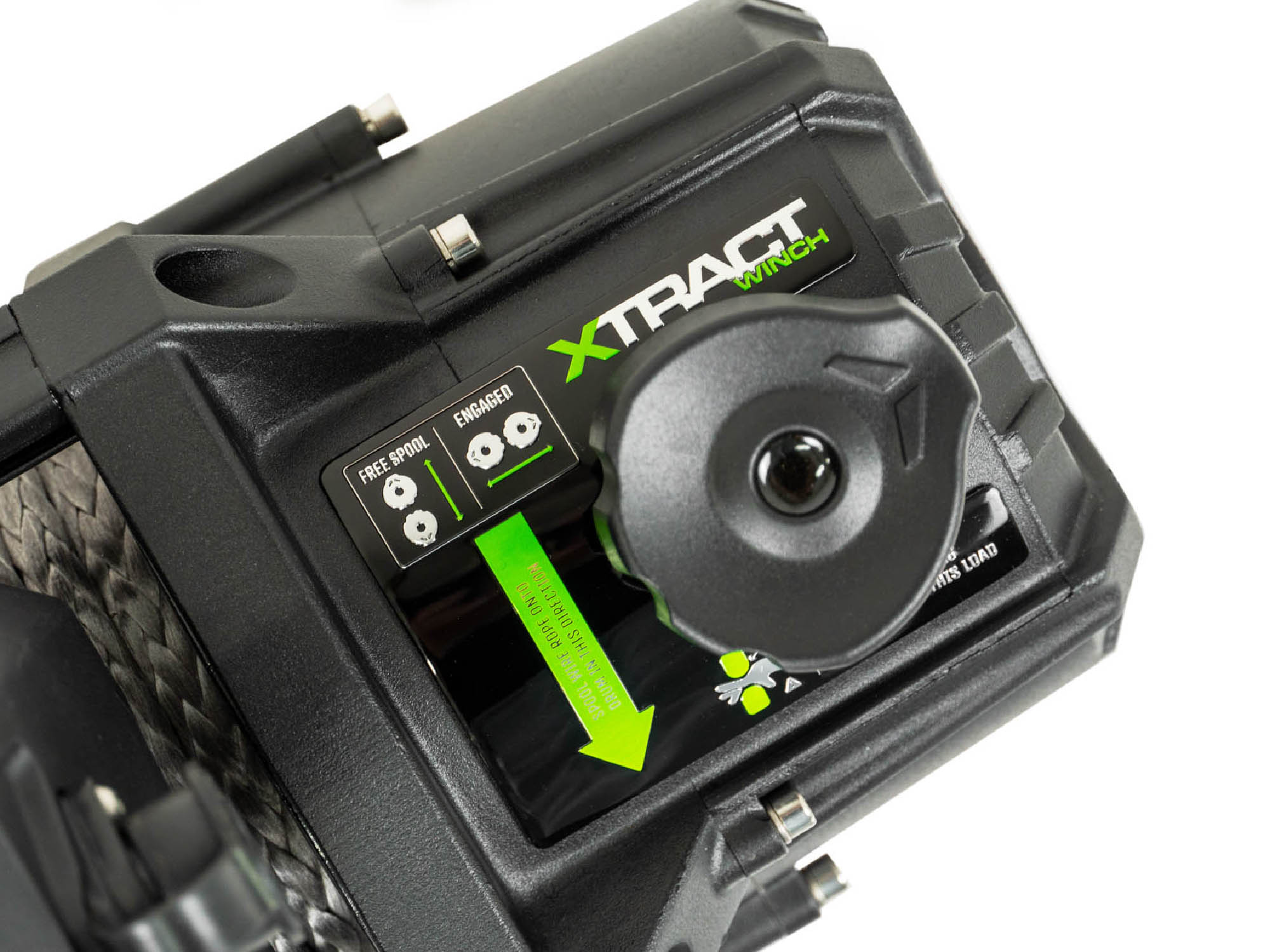 Detail of settings on Dv8 Xtract Winch with synthetic rope