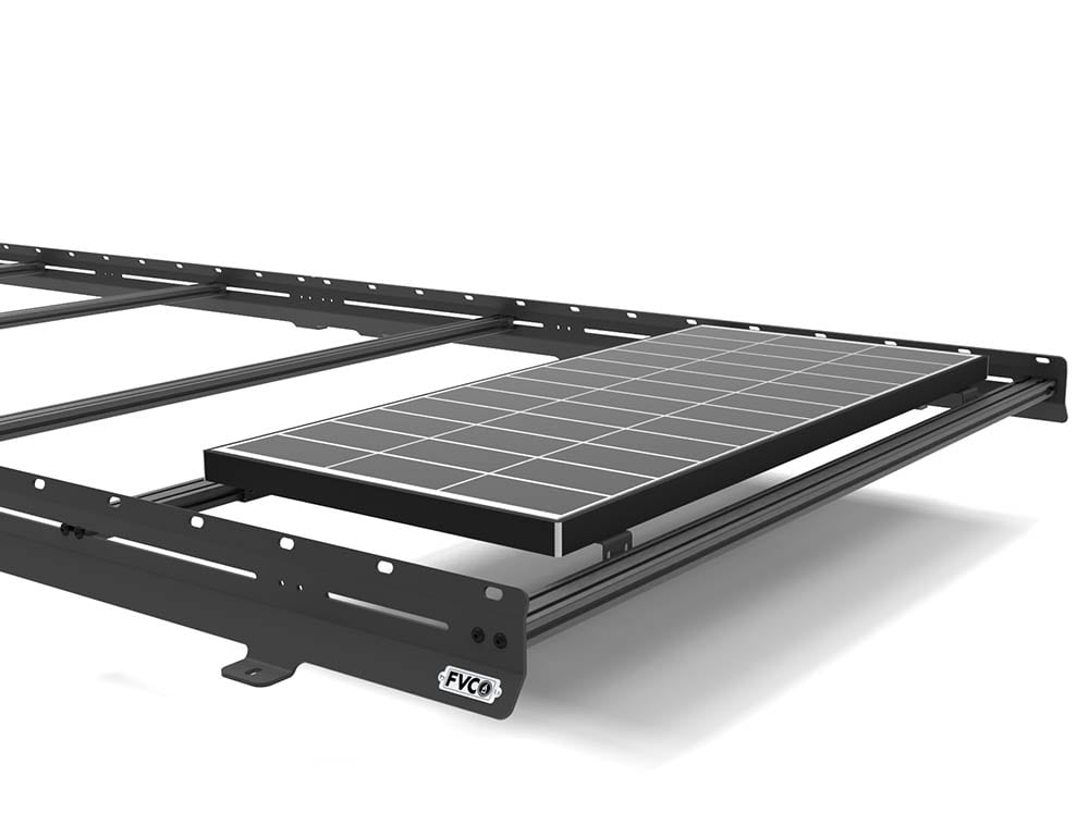 Solar panel brackets mounted from the bottom of the crossbar
