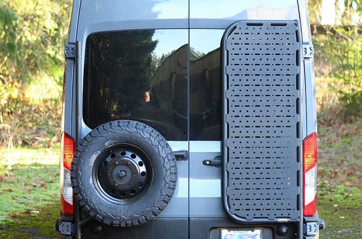 Transit Rear Disc Guard Transit Rear Tire Carrier | Flatline Van Co.