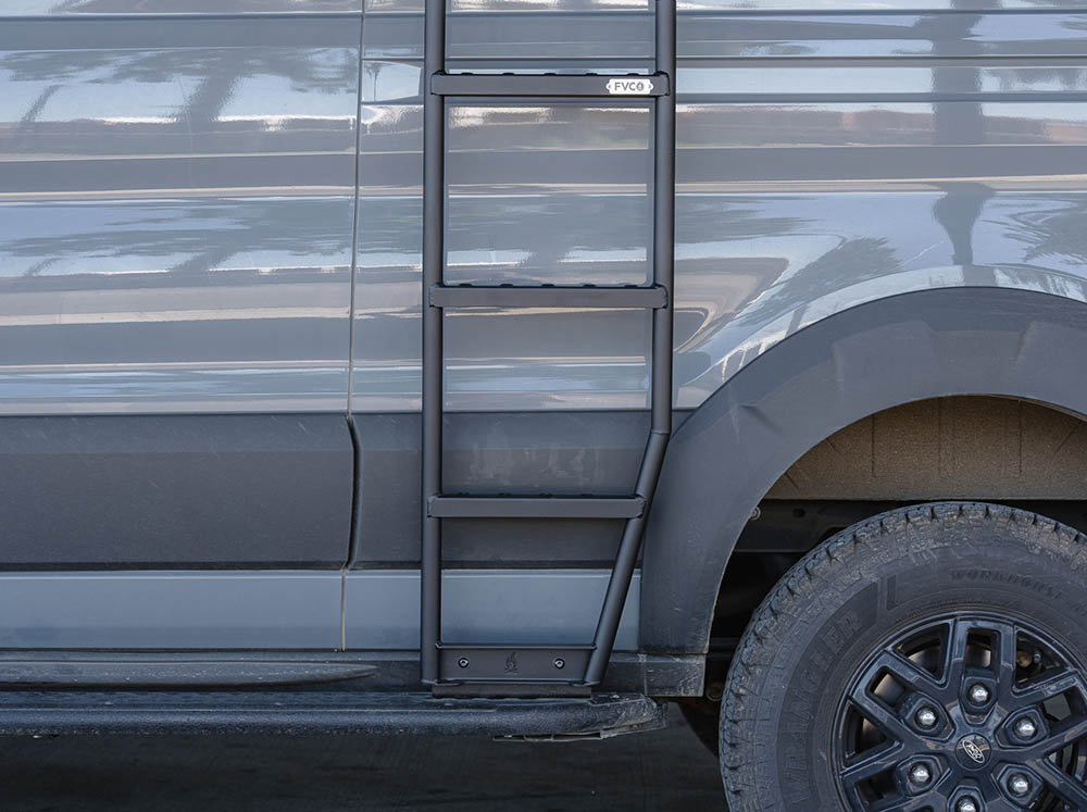 Side ladder installed on Ford Transit Trail camper van