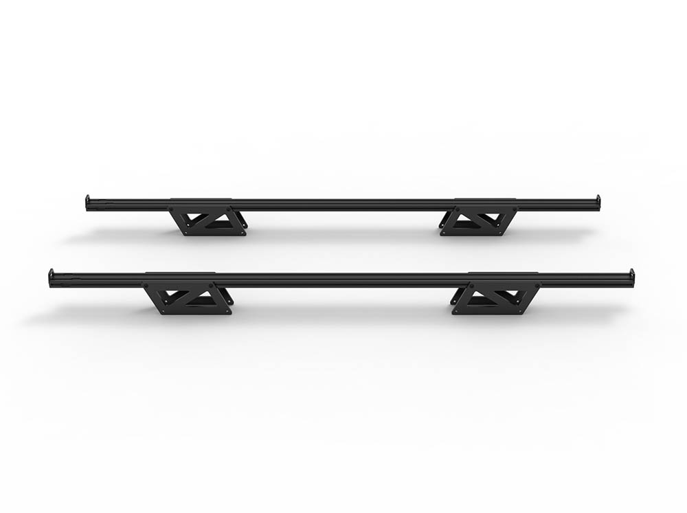 Front view of Heavy Duty High Bar Kit in low mode, with overhang crossbars