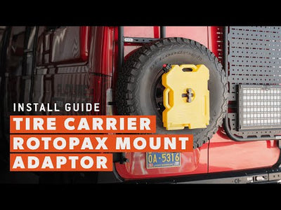 Installation video for Tire Carrier Rotopax Adapter Mount by Flatline Van Co