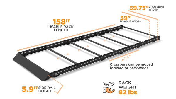 Promaster 159" EXT Low Pro Roof Rack Dimensions