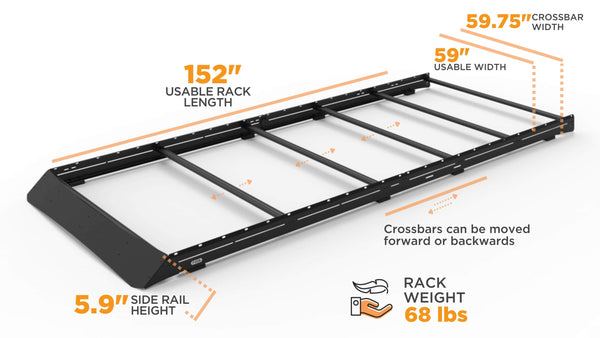 Promaster 159" Low Pro Roof Rack Dimensions