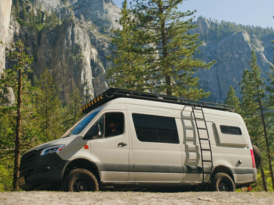 Sprinter camper van with FVC Sprinter Apex Side Ladder at Yosemite National Park 