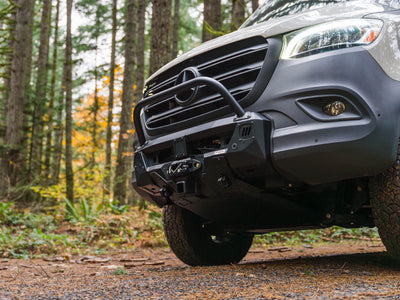 View of skid plate installed on Sprinter Van Core Front Bumper