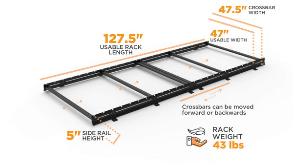 Sprinter 144 High Roof Low Pro Roof Rack Dimensions