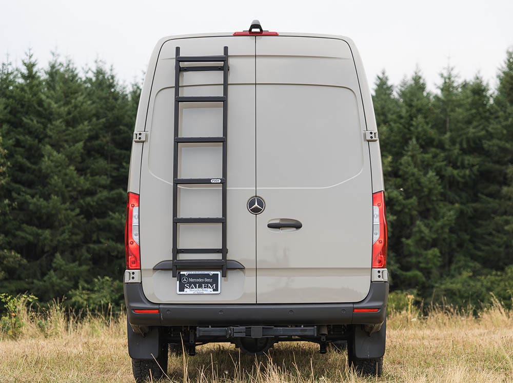 Sprinter rear ladder installed on camper van