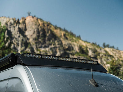 Sprinter Standard Roof Rack Light Bar Fairing with light bar installed from Baja Designs