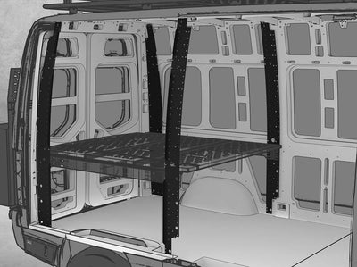 x-ray view of Sprinter Van Bed Brackets in a van