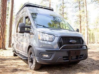 Ford Transit camper van with nudge bar, side steps, safari rack