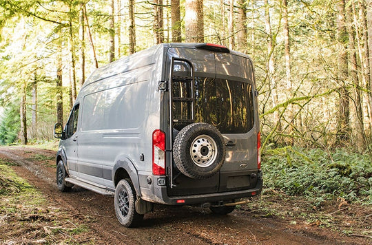 Transit Rear Ladder + Tire Carrier | Flatline Van Co.