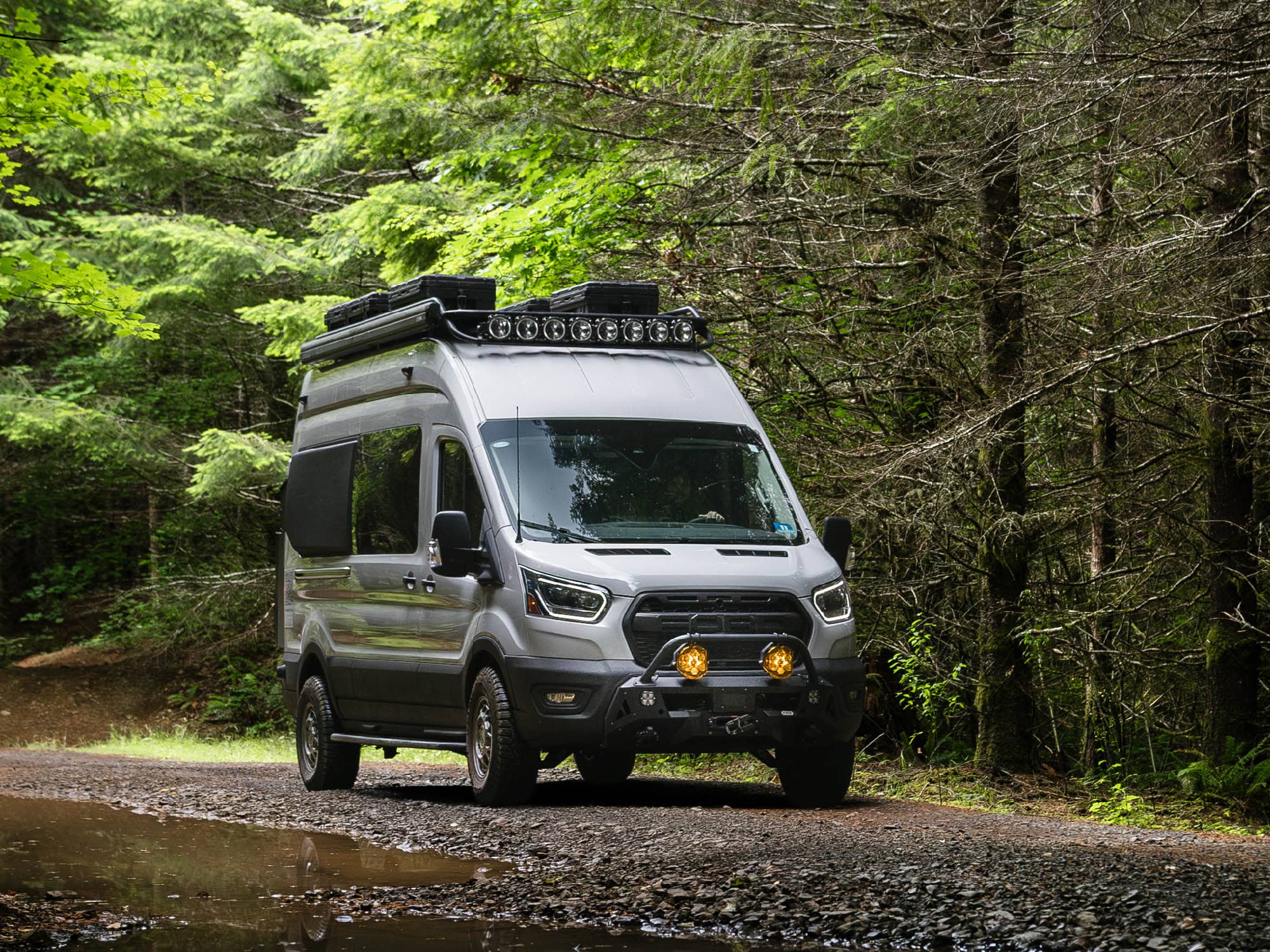 Ford Transit Van with Transit Safari Roof Rack and Transit Core Front Bumper