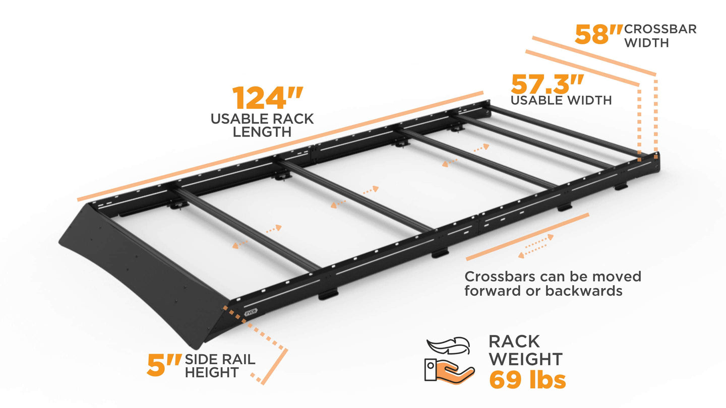 Transit 148 Mid Roof Low Pro Roof Rack Dimensions