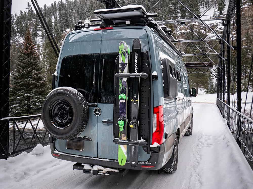 Overland Sprinter Rear Door Rack Sprinter Rear Door Platform | Flatline Van Co.