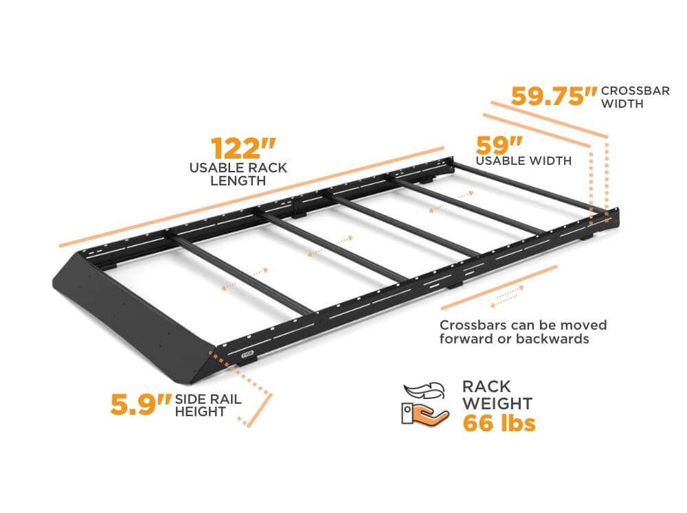 Promaster 136" Low Pro Roof Rack Dimensions