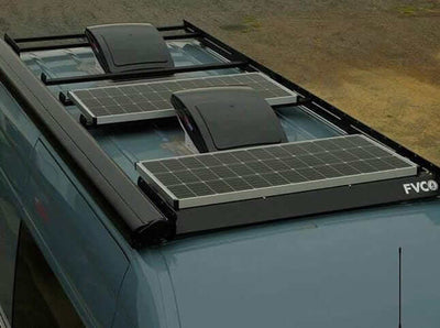 Sprinter Van with FVC Low Pro Roof Rack and Solar Panels