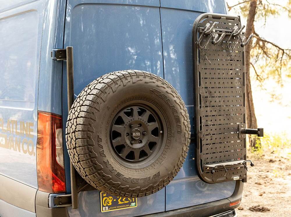 Overland Sprinter Rear Door Rack Sprinter Rear Door Platform | Flatline Van Co.